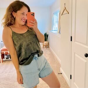 NWT ATM Green Silk Snake Animal Print Cami Top Small